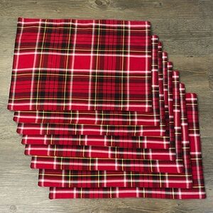 Set of 8 Holiday Christmas Placemats, Red Black White Yellow